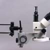 Heavy double arm microscope stand for sturdy mounting of stereoscopic 